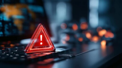 Chatbot system alert in digital communication environment showing error warning defocused cybersecurity background risk icons highlighting potential breach smart automation fail - Powered by Adobe