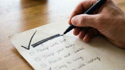 Person Writing a Checklist on Paper