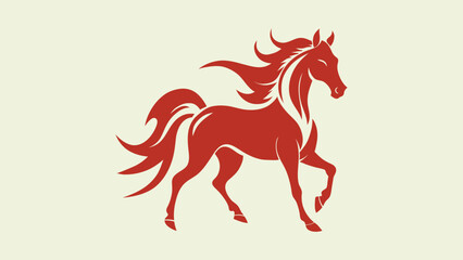 Chinese New Year Red horse illustration running freely with flowing mane and tail in a minimalist style © Sixer's Design
