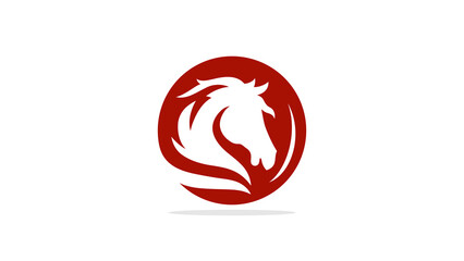 Chinese New Year A red circle with a white horse head illustration
