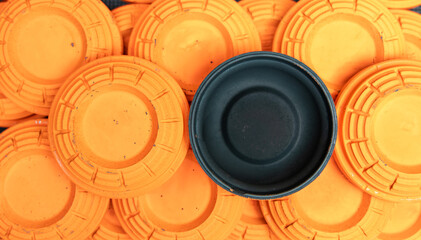 orange clay pigeon targets for skeet, trap and sporting clays, concept for a sporting background 