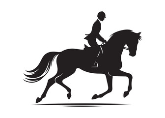 equestrian logo silhouette vector, horse equestrian logo design illustration, jumping horse racing logo vector silhouette, jumping horseman logo vector silhouette on white background