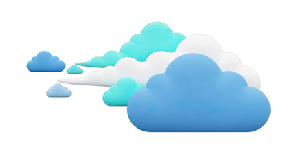 Stylized 3D Clouds in Blue and Teal