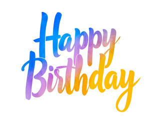 Happy birthday lettering poster watercolor gradient 