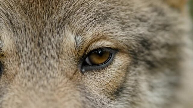Close up of wolf eye macro.