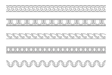 Set of decorative ornamental linear border - Vector line modular