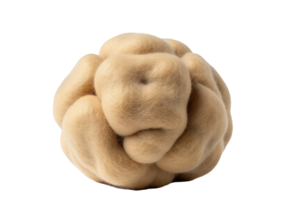 A close-up shot of a ball of wool sitting on a plain white background, ideal for use in textile or crafting-related projects