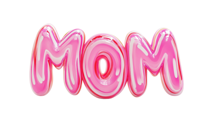 Elegant MOM Balloon: Vibrant pink and glossy balloons spelling MOM float gracefully, a delightful tribute to mothers.