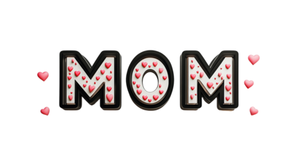 Mother's Day Greeting: Expressing love and appreciation for mothers with a charming MOM message, embellished with delicate heart accents. A perfect visual for celebrating maternal bonds.
