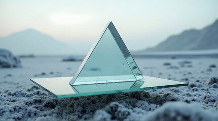 Glass Prism on Barren Landscape