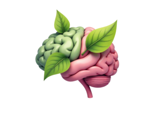 A human brain covered in leaves, a unique and imaginative concept