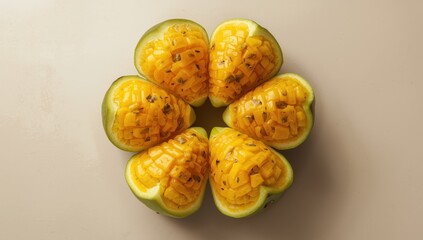 Juicy segments of tropical jackfruit from Asia