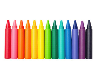 A row of vibrant crayons sitting next to each other, perfect for arts and crafts projects or as a decorative accent