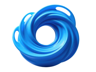 A blue object with a unique spiral design
