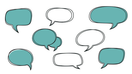 Set of Hand-Drawn Speech Bubbles and Thought Bubbles.