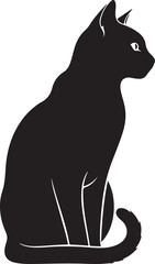 Obraz premium Minimal Sitting Cat Silhouette – Black Elegant Feline Vector on White Background.