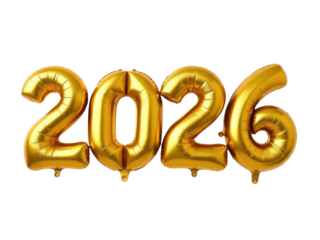 A bunch of shiny gold balloons featuring the year '2020' in the center