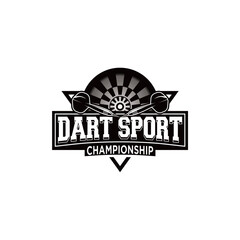 Darts logo template design. Dartboard logo. Minimalist vintage style. Vector illustration on an isolated background.