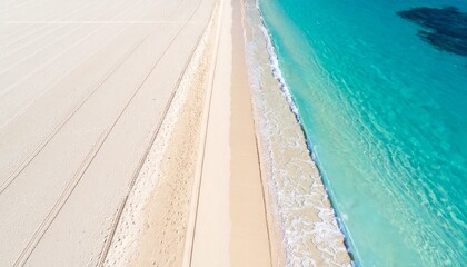 Morning sandy beach and turquoise ocean waves