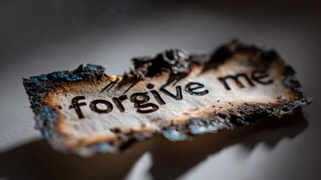 Forgive Me Written on Burnt Paper