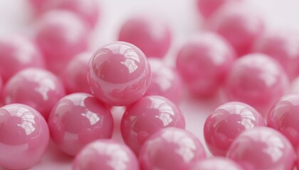 Shiny pink sphere collection arranged close together creating playful abstract concept