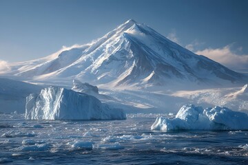 Icebergs near mount erebus antarctic landscape