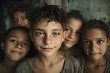 Venezuelan kids together in everyday life, friendship group