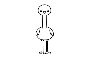 Cute minimalist cartoon bird character with long neck and legs standing upright © PAPA STOCK