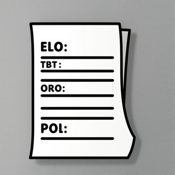 Minimalist cartoon receipt with bold labeled fields ELO, TBT, ORO, POL