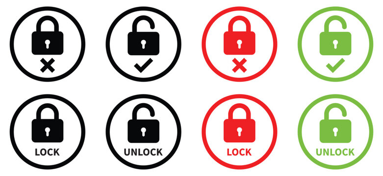 Lock icon vector set. Locked and unlocked lock icon set. Lock open and closed. Security symbol. Vector illustration.