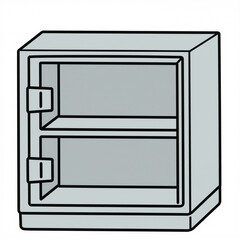 Obraz premium Cartoon safe with two shelves and left-side latch, simple hand-drawn illustration