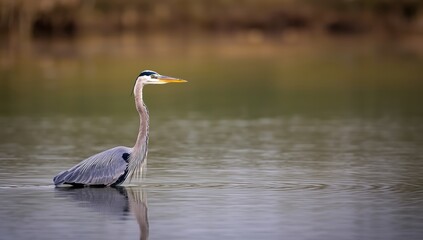 Obraz premium Large blue bird standing in water