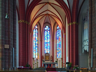 Mainz, Germany. Interior of Collegiate Church of St. Stephan. The church was built in 1267-1340.
