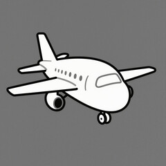 Naklejka premium Minimalist cartoon toy airplane with bold outlines on a gray background