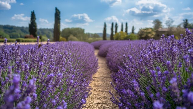 Lavender gardens. Fragrant, violet blooms