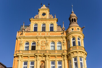Fototapeta premium Historic decorated house on the main square in Ceske Budejovice, Czechia