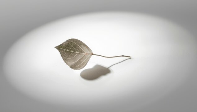 Leaf silhouette on light background with gradient