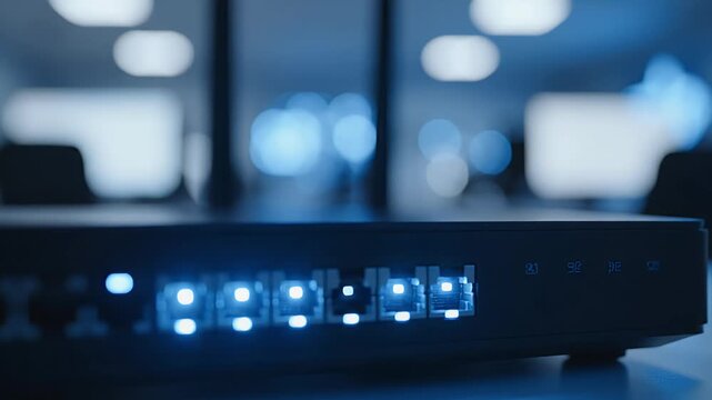 Network Switch Router Gigabit Ethernet Connectivity Technology Data Center Server Room IT Infrastructure Cybersecurity Digital Communication Business Innovation Modern Tech