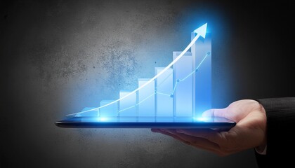 A modern concept visualizing digital business planning and measurable growth.