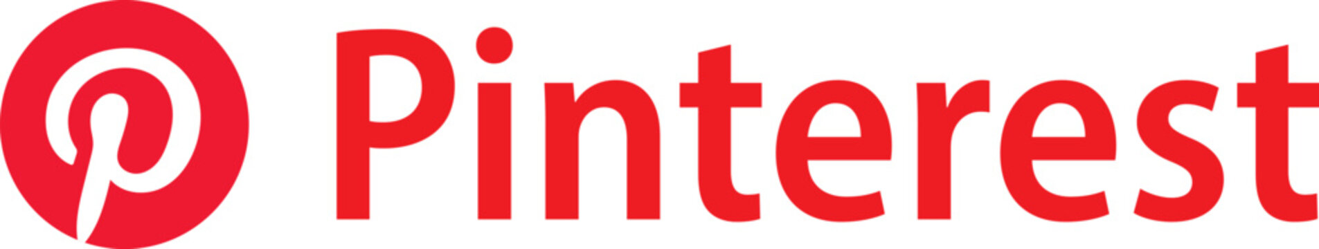 Pinterest logo and wordmark vector illustration isolated on white background