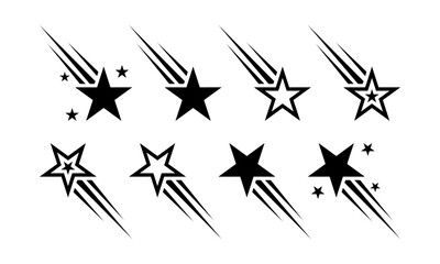 Dynamic Vector Illustration Set of Shooting Stars for Celestial Themes, Wishes, and Achievement Graphics