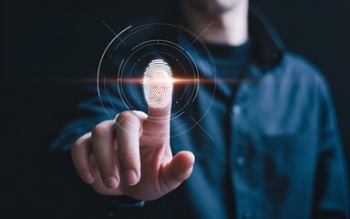 Biometric Technology Background with Fingerprint Scanning System, Digital Security and Identity Verification Concept