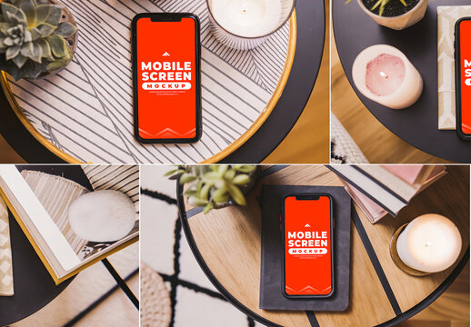 Mobile Screen Mockup Surrounded by Home Decor for Cozy App and UI Presentation