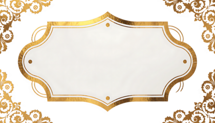 Elegant golden baroque frame with decorative corner flourishes on a sophisticated black background