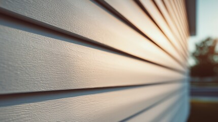 Close-up of horizontal house siding line showing repair and installation work on exterior panel.