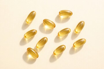 A close-up view of gelatin capsules gleaming under soft light