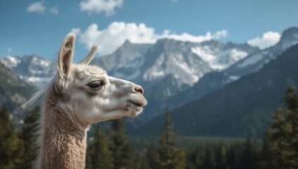 Obraz premium Llama gazing at the mountains