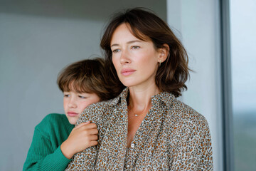 Pensive mother comforting child facing challenges