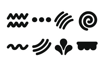 Icing Pattern Icons. Icing patterns. Filled icon set of Icing patterns: zigzag icing, dotted icing, striped
