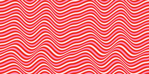 Red and pink wavy warped stripes vector seamless pattern for Valentine's Day backgrounds, graphic design and fabric